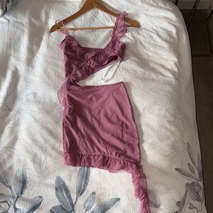 Revolve More to Come Mauve Ruffled Dress